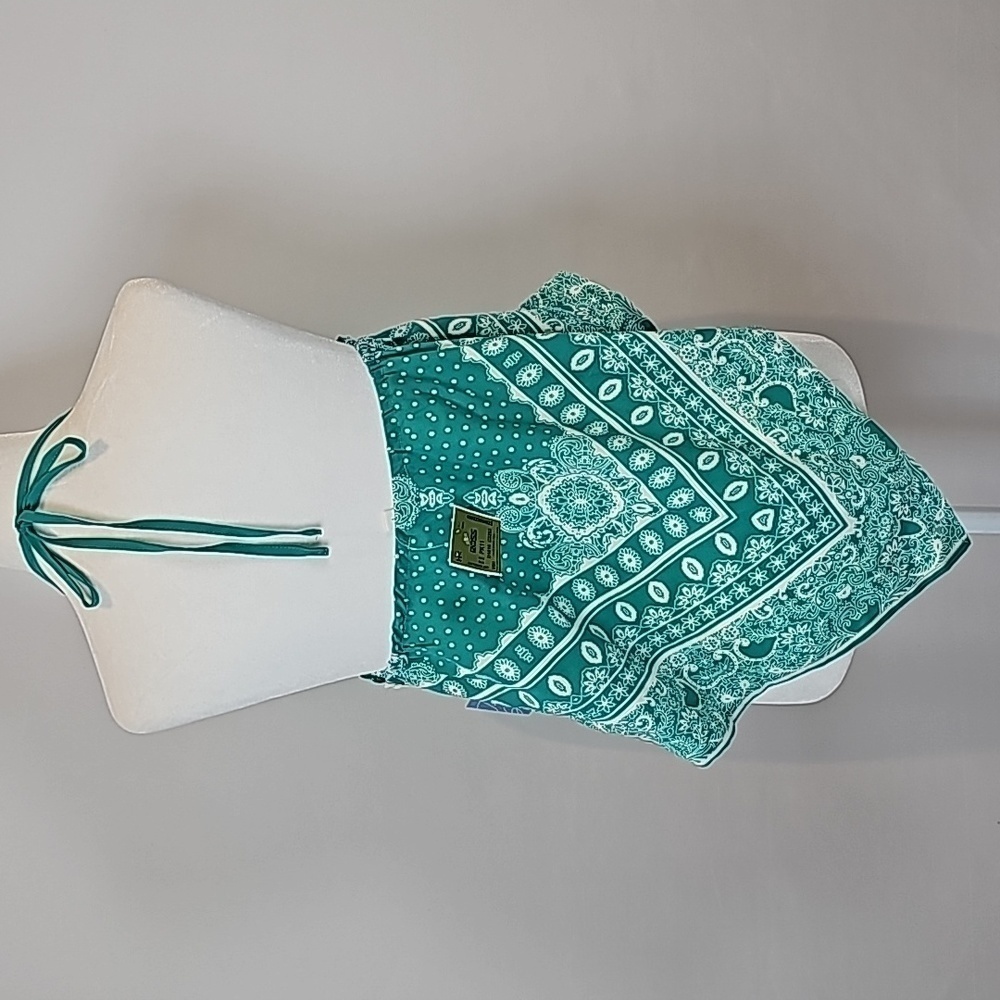Twine & String Women's Hankerchief Paisley Green/White Top Tank Small Be… - Picture 3 of 6